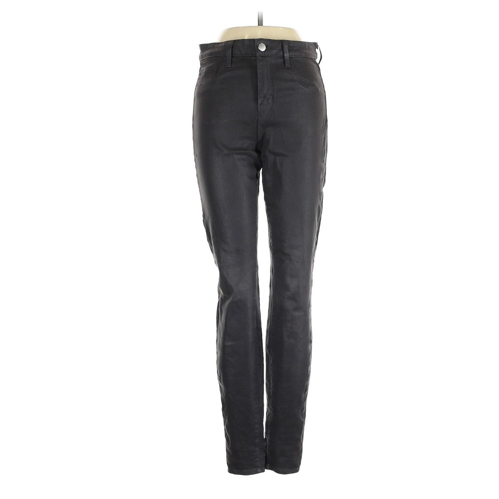 L'Agence Marguerite High Rise Skinny Jeans Coated Denim Greystone black Sz 26
